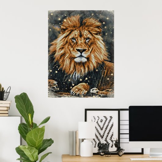 *~* Künstlerisch AP23 Artistic Celestial BOLD LION Poster (Heimbüro)