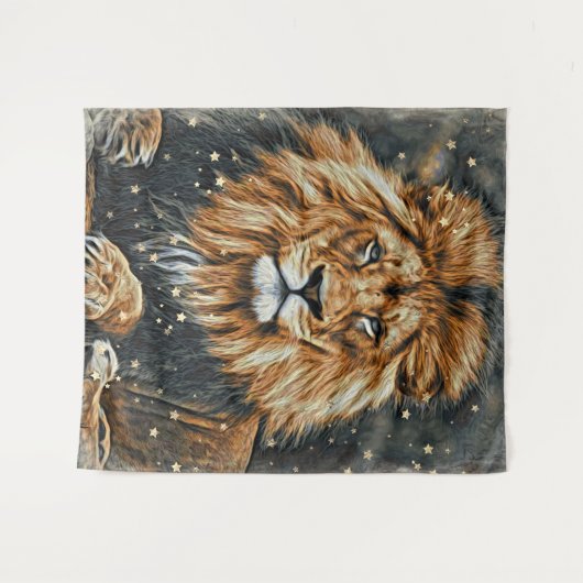 *~* Künstlerisch AP23 Artistic Celestial BOLD LION Wandteppich (Vorderseite (Horizontal))