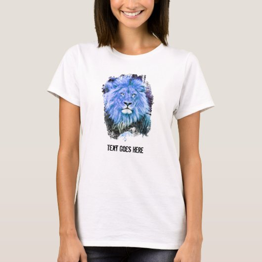 *~* Künstlerisch AP23 Blue Artistic LION Painting T-Shirt (Vorderseite)