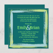 Künstlerisch aquamarin-blaugrüne Anstrich Hochzeit Einladung (Vorne/Hinten)