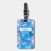 Künstlerisch Aquamarin, Royal Blue, Lila Wasserfar Gepäckanhänger (Vorderseite vertikal)