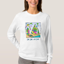 Künstlerisch Beach Motif Langschläfer T - Shirt