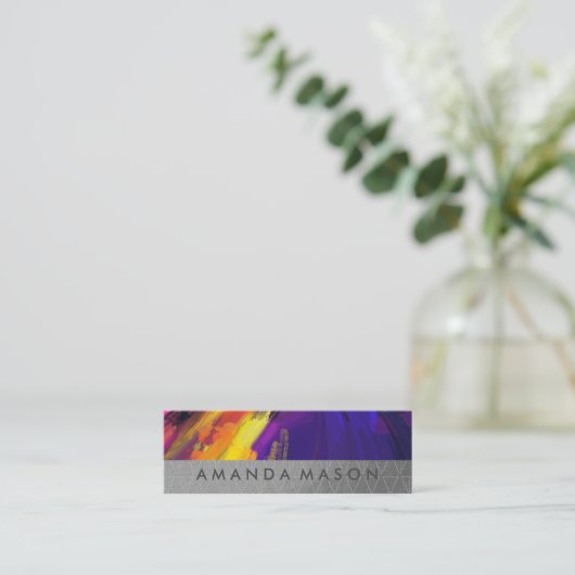 künstlerisch bemalt | Gray Geometric Mini Visitenkarte (Stehend Vorderseite)