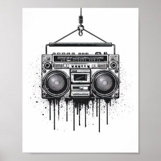 Künstlerisch Black Boombox Poster Wall Art