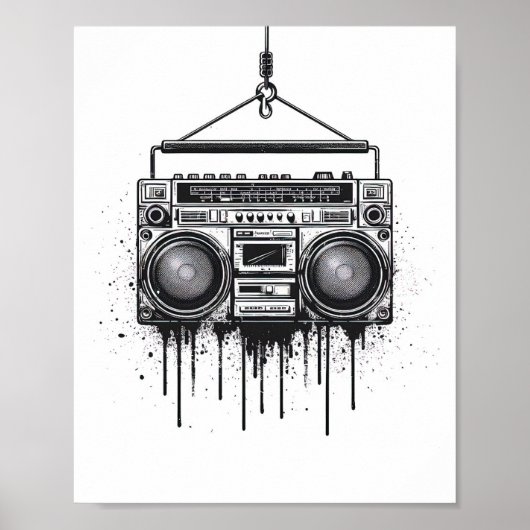 Künstlerisch Black Boombox Poster Wall Art (Vorne)