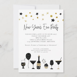Künstlerisch Black Gold Silvester Party Einladung