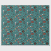 Künstlerisch Blau schwimmen Scuba Diver Coral Zeic Geschenkpapier (Flach)