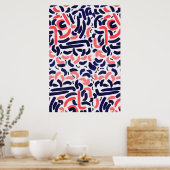 Künstlerisch Blau- und Orangefarbene Acrylformate Poster (Küche)