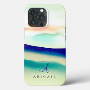 Künstlerisch blaue Abstrakte Landschaft Mit Monogr Case-Mate iPhone Hülle