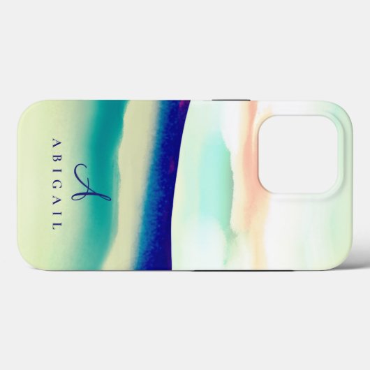 Künstlerisch blaue Abstrakte Landschaft Mit Monogr Case-Mate iPhone Hülle (Rückseite (Horizontal))