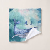 Künstlerisch-blaue aquamarin-graue Farbe Küstenstr Badhandtuch Set (Waschlappen)