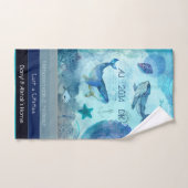 Künstlerisch-blaue aquamarin-graue Farbe Küstenstr Badhandtuch Set (Handtuch)