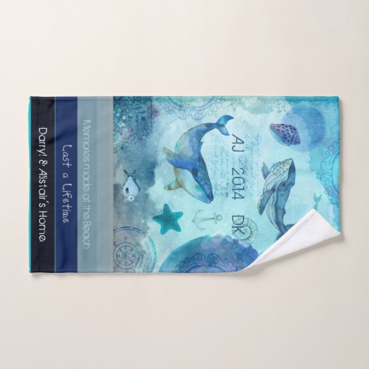 Künstlerisch-blaue aquamarin-graue Farbe Küstenstr Badhandtuch Set (Handtuch)