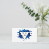 künstlerisch | Blaue Farbe | Schere Terminkarte (Stehend Vorderseite)