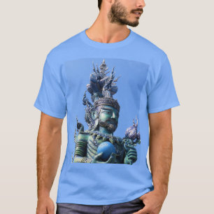 künstlerisch-blaue Figur, asiatisch T-Shirt