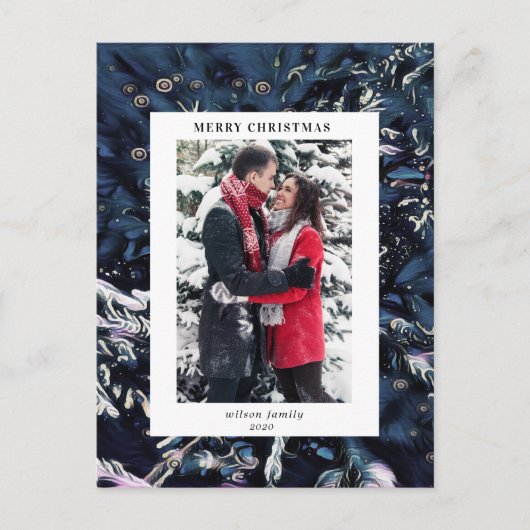 künstlerisch-blaue Weihnachtsbaum - Foto Postkarte (Vorderseite)