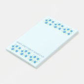 Künstlerisch blaues Blumenmuster Post-it Klebezettel (angewinkelt)