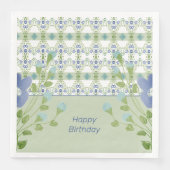 Künstlerisch Blue Floral Serviette (Vorderseite)