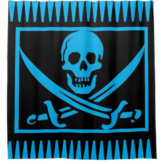 Künstlerisch Blue Pirate Skull Duschvorhang (Vorderseite)