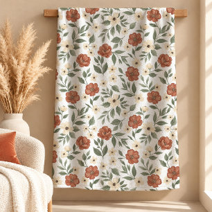 Künstlerisch Boho Kupfer-Terrakotta-Blumen-Decke Sherpadecke