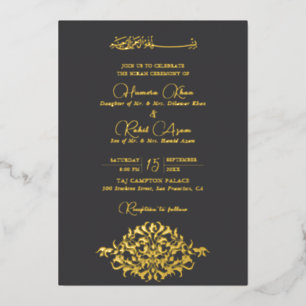 Künstlerisch Botanisch Floral Paisley Muslimische  Folieneinladung