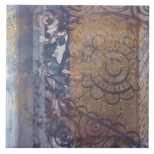 Künstlerisch-brauner, blauer Loft-Industriestil Fliese (Vorderseite)