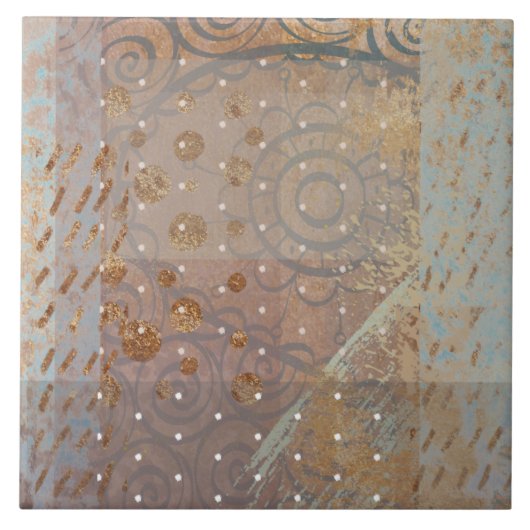 Künstlerisch-brauner, grau-blauer Industriebaustil Fliese (Vorderseite)