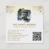 *~* Künstlerisch Buddha QR AP33 QR Logo Blue Quadratische Visitenkarte (Rückseite)