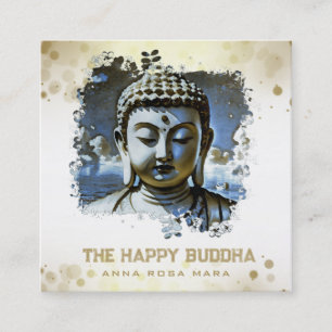 *~* Künstlerisch Buddha QR AP33 QR Logo Blue Quadratische Visitenkarte