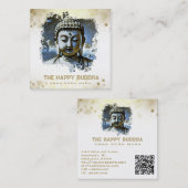 *~* Künstlerisch Buddha QR AP33 QR Logo Blue Quadratische Visitenkarte (Vorne/Hinten)