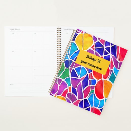 Künstlerisch bunt abstrakt geometrisch personalisi planer (Anzeige)