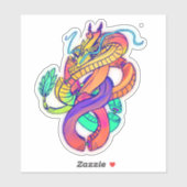 Künstlerisch bunt chinesischer Drachenaufkleber Aufkleber (Blatt)