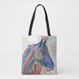 Künstlerisch buntes Pferd Vintage-Stil-Tasche Tasche