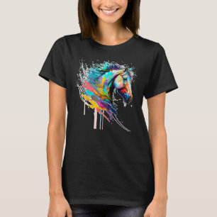 Künstlerisch Buntes Pop-Art gemaltes Pferd T-Shirt
