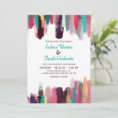 Künstlerisch-Chic Abstrakt-farbenfrohe Paint-Mudge Einladung (Stehend Vorderseite)