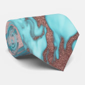 Künstlerisch Chic Rose Gold Aqua Mint Blaues Marmo Krawatte (Gerollt)