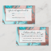 Künstlerisch Chic Rose Gold Aqua Mint Blaues Marmo Terminkarte (Vorne/Hinten)