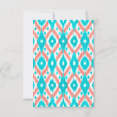 Künstlerisch Coral Aquamarin Abstrakt Ikat Geometr Dankeskarte (Rückseite)