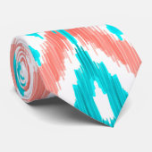 Künstlerisch Coral Aquamarin Abstrakt Ikat Geometr Krawatte (Gerollt)
