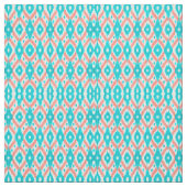 Künstlerisch Coral Aquamarin Abstrakt Ikat Geometr Stoff (Muster)