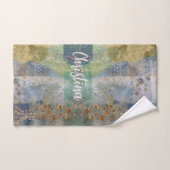 Künstlerisch dekorativ grün-gelb-grau ästhetisch handtuch (Handtuch)