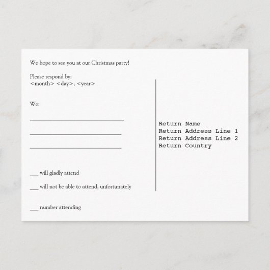 Künstlerisch dekorierte Weihnachtsbaum-UAWG Postkarte (Rückseite)