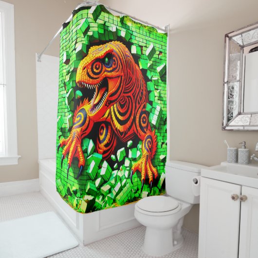 Künstlerisch Dinosaurier Duschvorhang (Beispiel)
