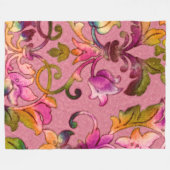 Künstlerisch farbenfroh Damask Pink Fleecedecke (Vorderseite (Horizontal))