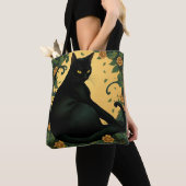 Künstlerisch farbenfroh Jugendstil Black Cat Muste Tasche (Von Nahem)