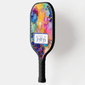 Künstlerisch, farbenfroh, Regenbogenalkohol und Ti Pickleball Schläger (Links)