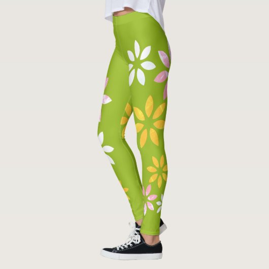 Künstlerisch farbenfrohe Blumenmuster Übungsgeländ Leggings (Links)