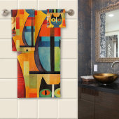 Künstlerisch farbenfrohe Katzen Moderne Badhandtuch Set