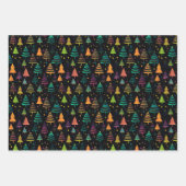 Künstlerisch farbenfrohe moderne Weihnachtsbaumen Geschenkpapier Set (Vorderseite 3)