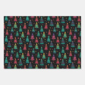 Künstlerisch farbenfrohe moderne Weihnachtsbaumen Geschenkpapier Set (Vorderseite 2)